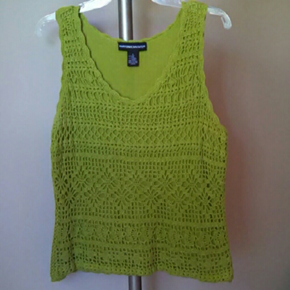 Norton McNaughton Sleeveless Crochet Lined Tank